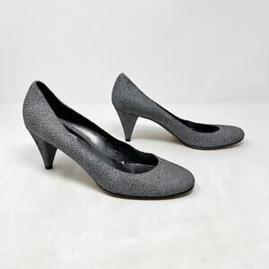 [Jigsaw] London Gray Spotted Print Round Toe Cone Shaped Heels Size 40 US 10